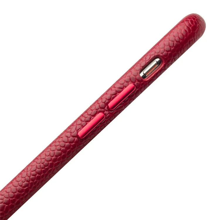 QIALINO Classic Litchi Texture Veau Couverture Du Cuir Véritable Couverture PC En Cuir Pour IPhone XS Max 6,5 Pouces - Rouge