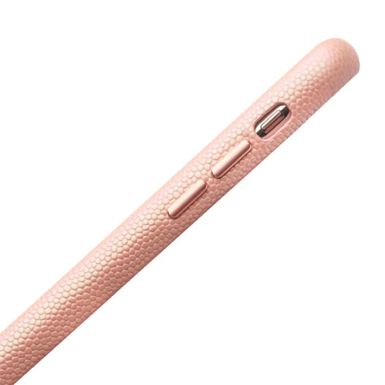 Qialino Clássico Litchi Textura Bezerro Pele Genuíno Couro Revestido Pc Shell De Volta Para Iphone Xs Max 6,5 Polegada - Cor De Rosa