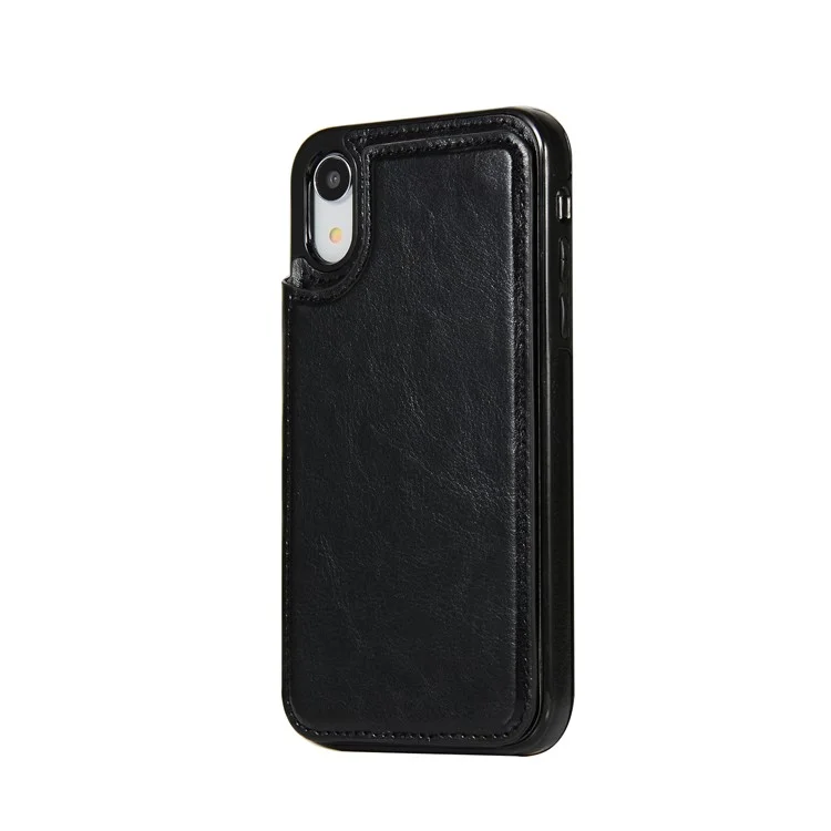 Чехол из кожи Crazy Horse с покрытием из ТПУ, с отсеком для карт и подставкой для iPhone XR 6.1 дюйма - черный