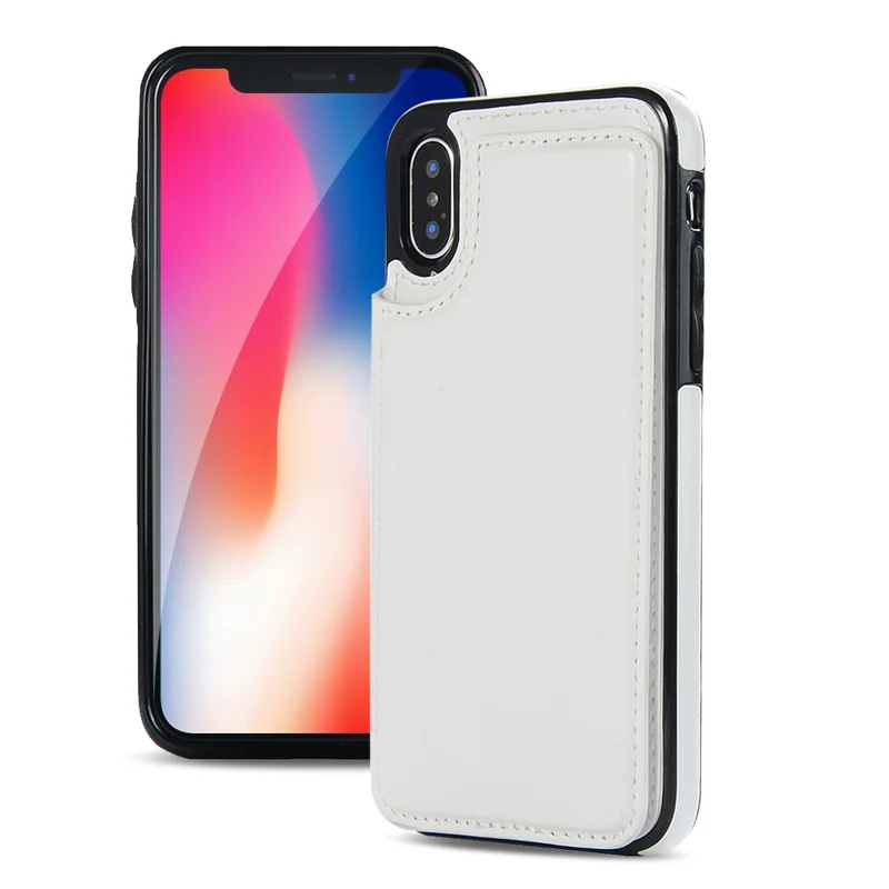 Crazy Horse Leather Coated TPU Shell Case with Card Slots and Kickstand for iPhone XS Max 6.5 inch - White