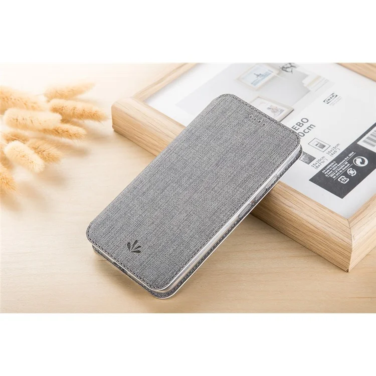 VILI DMX Cross Texture PU Leather Stand Cover with Card Slots for iPhone XR 6.1 inch - Grey