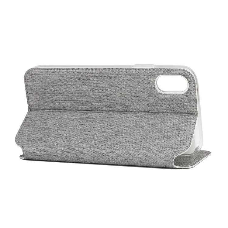 VILI DMX Cross Texture PU Leather Stand Cover with Card Slots for iPhone XR 6.1 inch - Grey