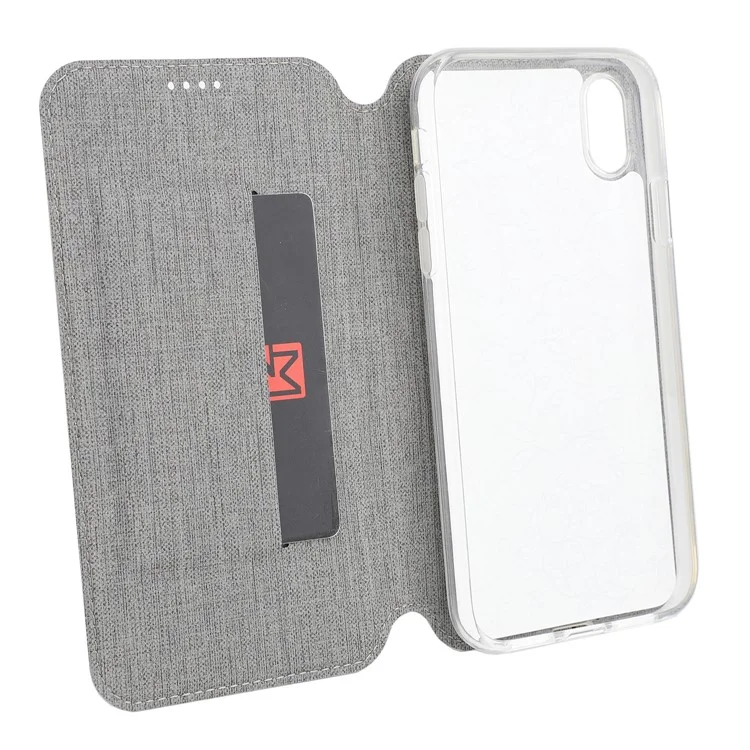 VILI DMX Cross Texture PU Leather Stand Cover with Card Slots for iPhone XR 6.1 inch - Grey