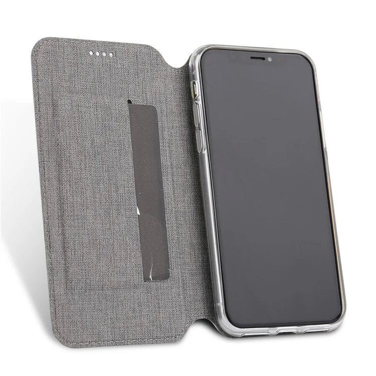VILI DMX Cross Texture PU Leather Stand Cover with Card Slots for iPhone XR 6.1 inch - Grey