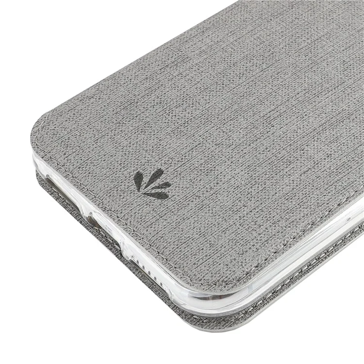 VILI DMX Cross Texture PU Leather Stand Cover with Card Slots for iPhone XR 6.1 inch - Grey