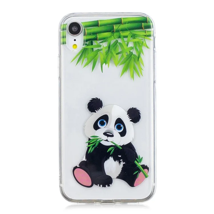 Для Iphone xr 6,1 Дюйма Печать с Шаблоном IMD Soft TPU Back Cover - Панда Ест Бамбук