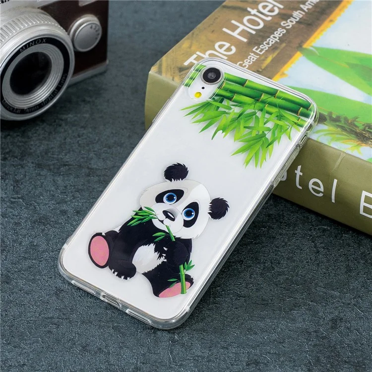 Для Iphone xr 6,1 Дюйма Печать с Шаблоном IMD Soft TPU Back Cover - Панда Ест Бамбук