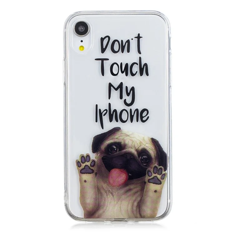 For iPhone XR 6.1 inch Pattern Printing Case IMD Soft TPU Cover - Do Not Touch My iPhone