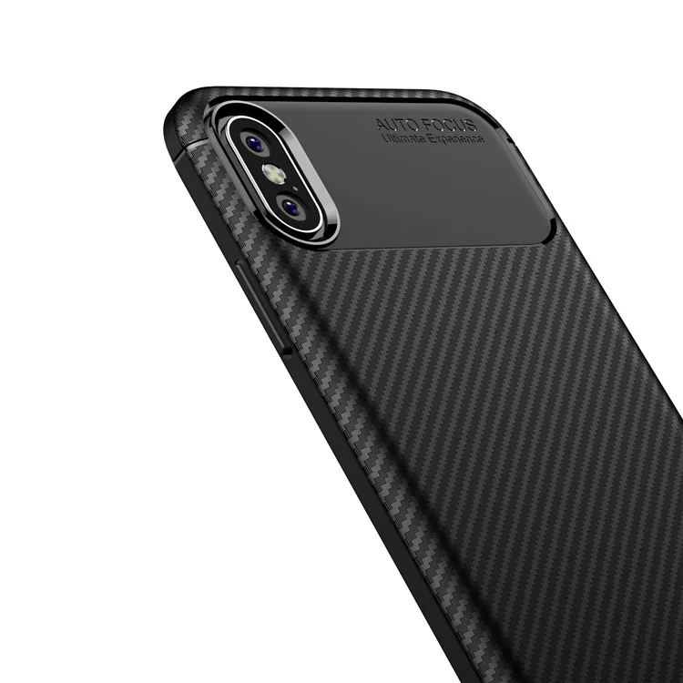 TPU -hülle Für Iphone X/XS 5,8 -zoll -käfer -serie Kohlefaser TPU -schutz Mobiltelefonabdeckung - Schwarz