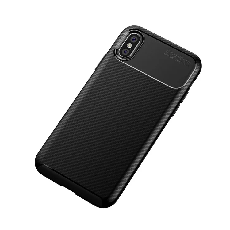 Estojo TPU Para Iphone X/XS 5,8 Polegadas Série de Besouro de Fibra de Carbono TPU Protection Celular Tampa - Preto