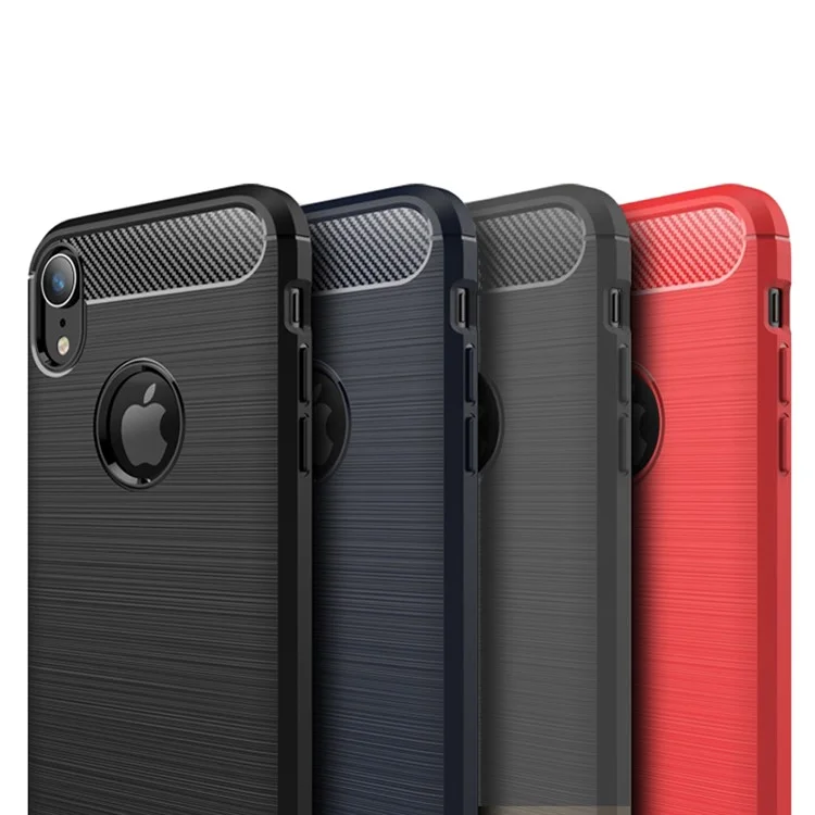 MOFI Carbon Fiber Texture Brushed TPU Phone Case for iPhone XR 6.1 inch - Black