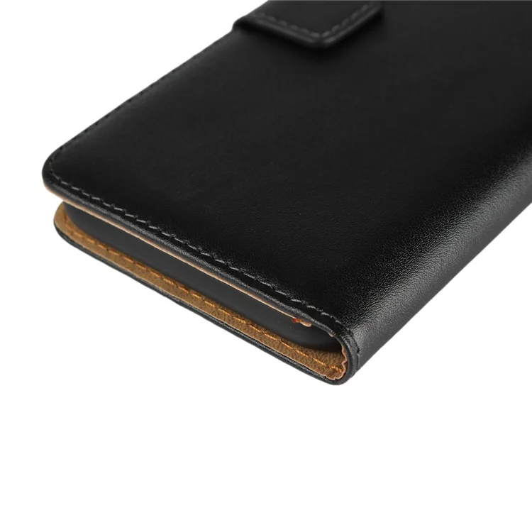 For iPhone XR 6.1 inch Genuine Split Leather Stand Wallet Flip Cover Case - Black