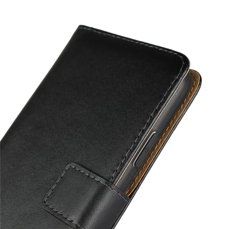 For iPhone XR 6.1 inch Genuine Split Leather Stand Wallet Flip Cover Case - Black