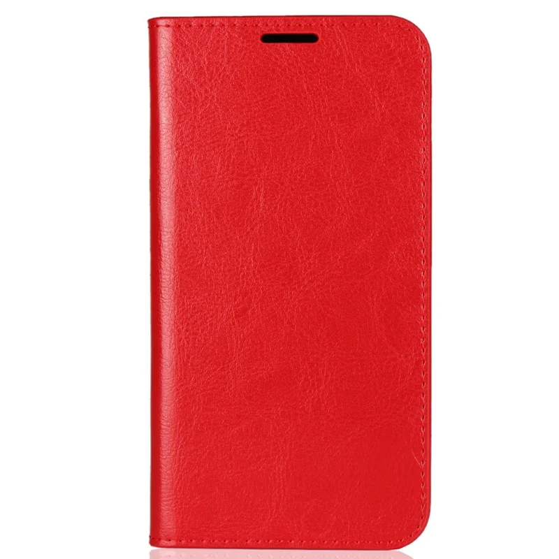 Crazy Horse Texture Genuine Leather Cover for iPhone XR 6.1 inch, Shockproof TPU Wallet Viewing Stand Flip Phone Case - Red