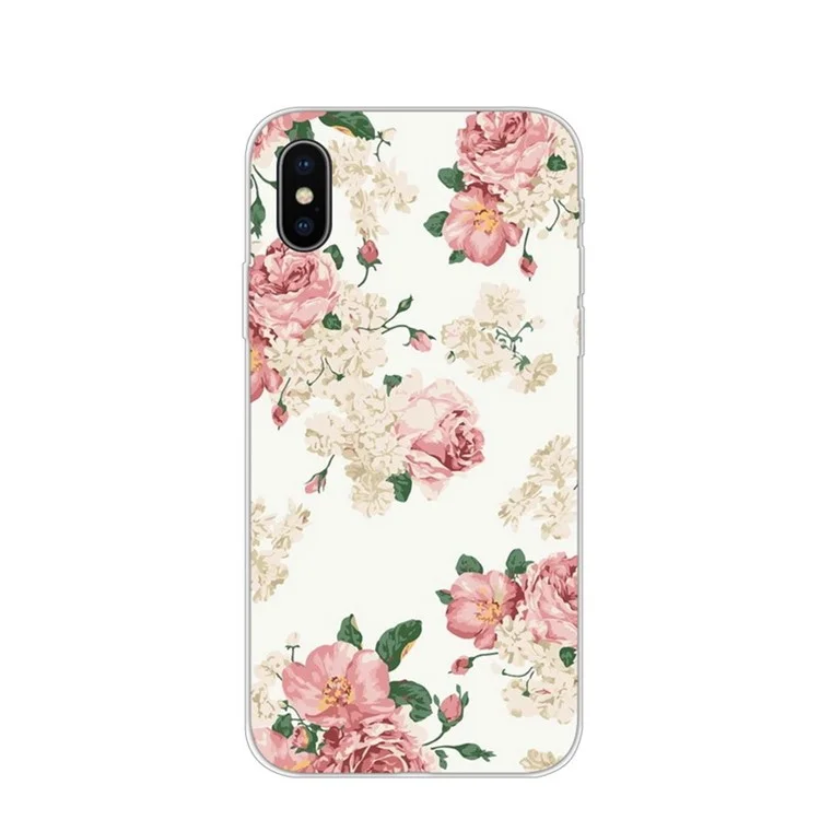 Pattern Printing TPU Protection Back Cover for iPhone XS / X 5.8 inch - Elegance Flowers