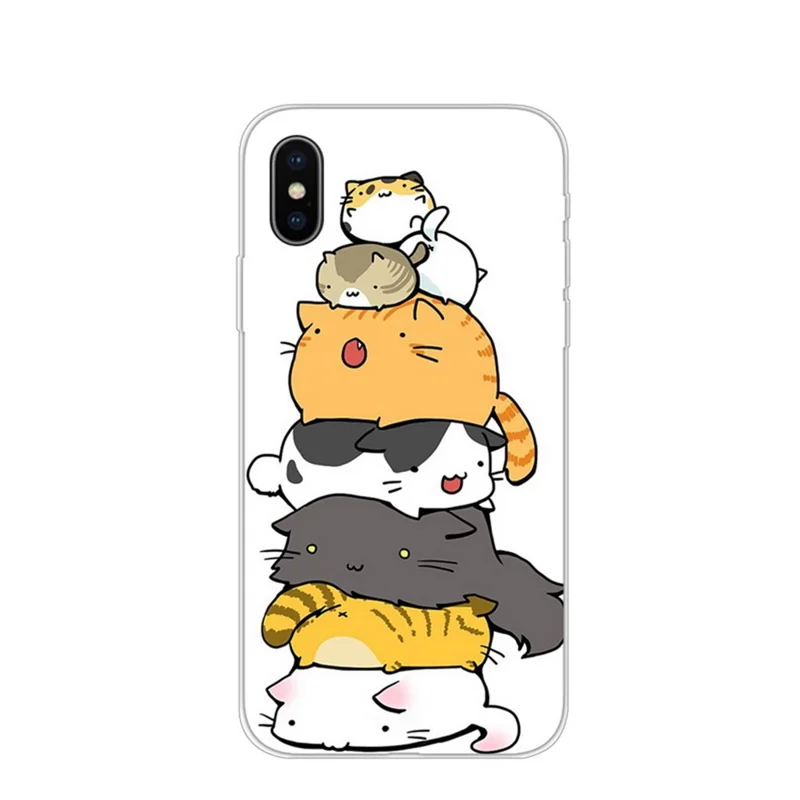 Pattern Printing TPU Soft Case for iPhone XS / X 5.8 inch - Lovely Cats
