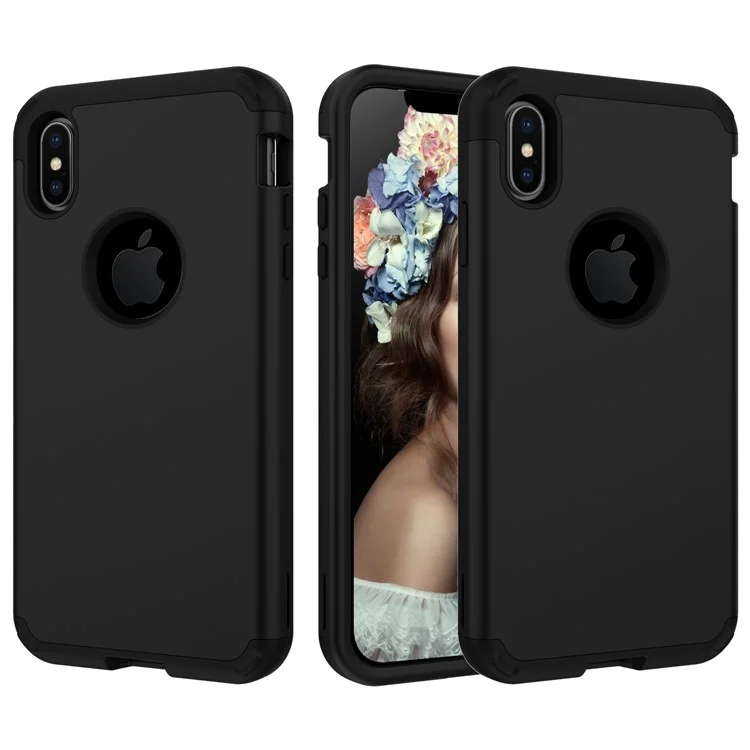 Absorção de Choque 3 em 1 Destacável Caixa Híbrida PC TPU Para Iphone XS Max 6,5 Polegadas - Preto