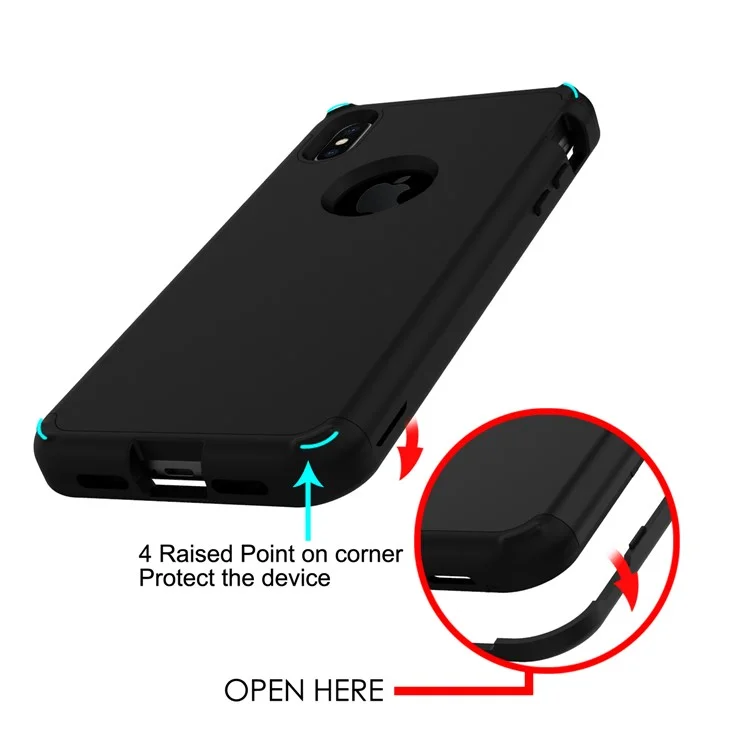 Detachable 3-in-1 Shock Absorption PC TPU Hybrid Case for iPhone XS Max 6.5 inch - Black