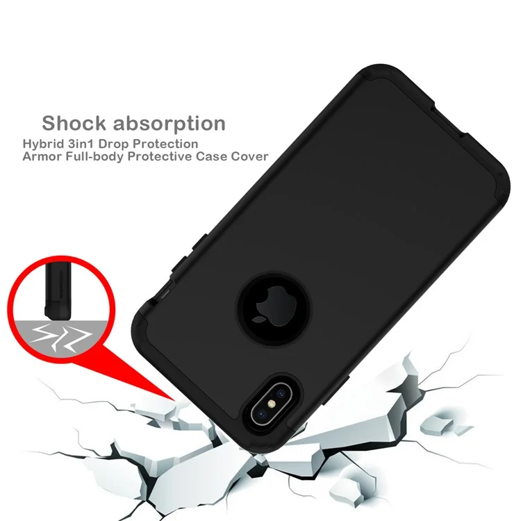 Custodia Ibrida TPU Assorbimento 3 in 1 Staccabile Per Ibrido TPU Per Iphone XS Max 6,5 Pollici - Nero