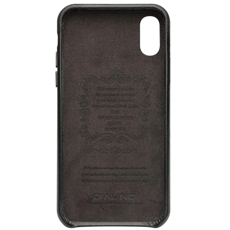QIALINO pour iPhone XS Max 6.5 pouces Étui rigide en PC enduit de cuir véritable - Noir