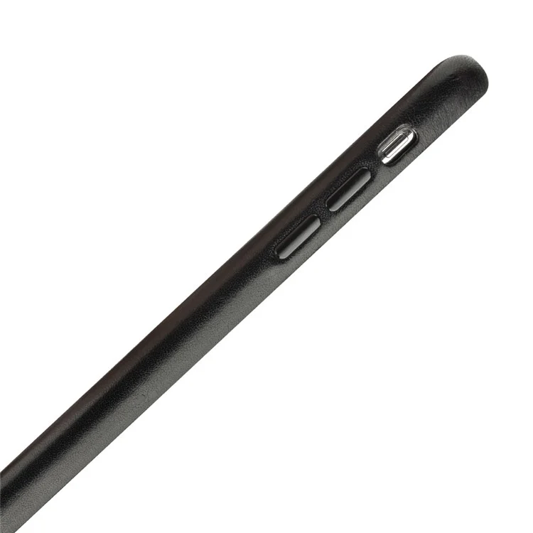 QIALINO pour iPhone XS Max 6.5 pouces Étui rigide en PC enduit de cuir véritable - Noir