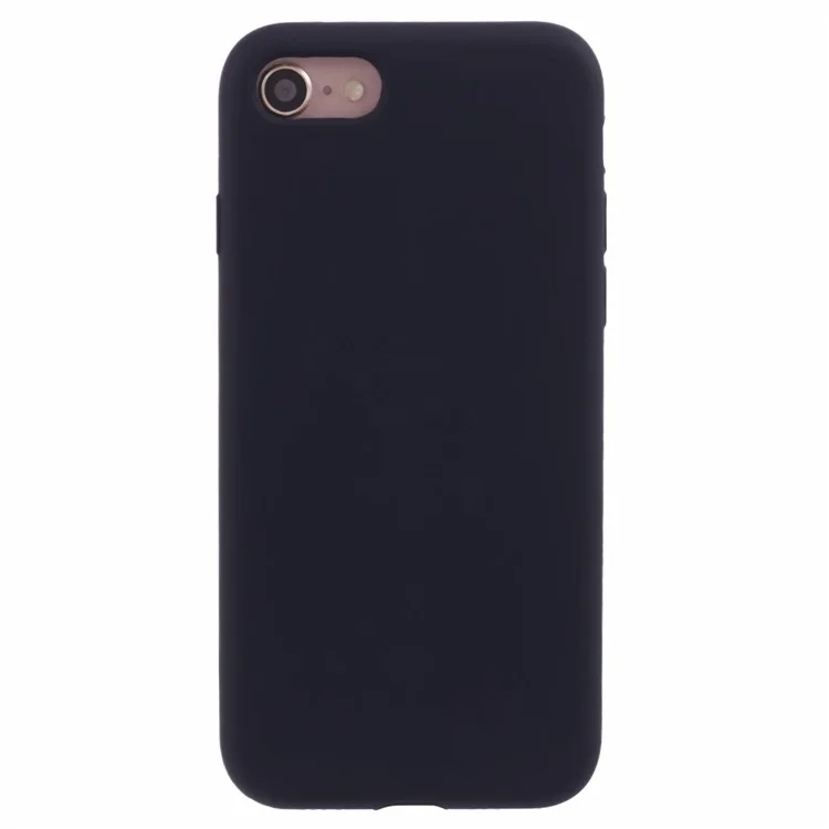 Para iPhone 7/8/SE (2020)/SE (2022) 4.7 polegadas Capa de Silicone Sólido Sedoso - Preto