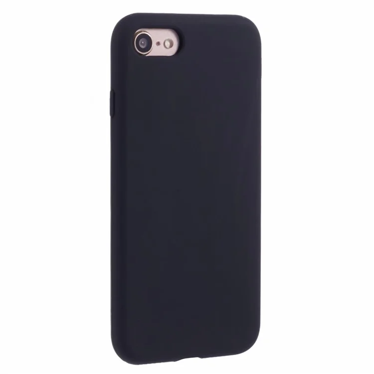 Para iPhone 7/8/SE (2020)/SE (2022) 4.7 polegadas Capa de Silicone Sólido Sedoso - Preto
