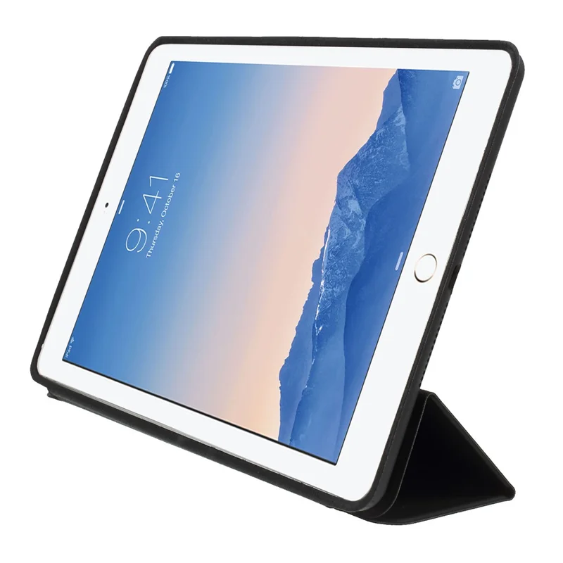 Tre-delt stander Smart Læderdæksel til iPad Air 2 - Sort