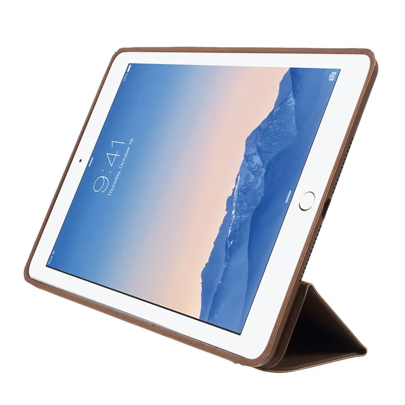 Smart läderfodral med tre veck och ställfunktion till iPad Air 2 – Kaffe
