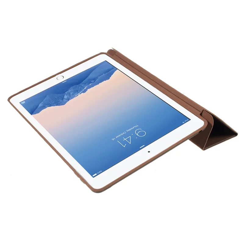 Smart läderfodral med tre veck och ställfunktion till iPad Air 2 – Kaffe