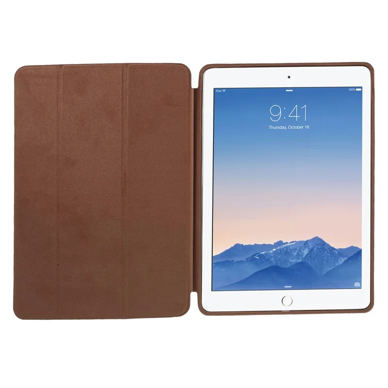 Smart läderfodral med tre veck och ställfunktion till iPad Air 2 – Kaffe