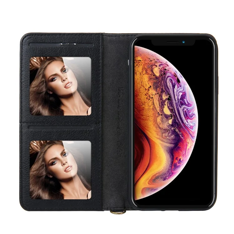 CMAI2 PU Leather Stand Wallet Mobile Casing для iPhone XR 6.1 дюймов - Черный