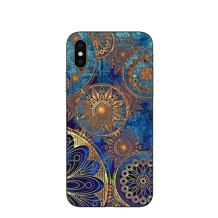 Impressão de Padrões de Tampa de Tpu Macia Capa Para Iphone Xs/x 5,8 Polegadas - Flor Mandala