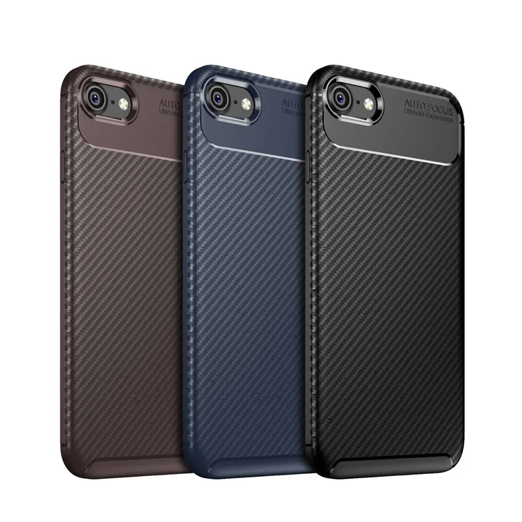 Beetle Series Carbon Fiber Protection Case de Teléfonos Celulares Para Iphone 7/8/SE (2020)/SE (2022) - Negro