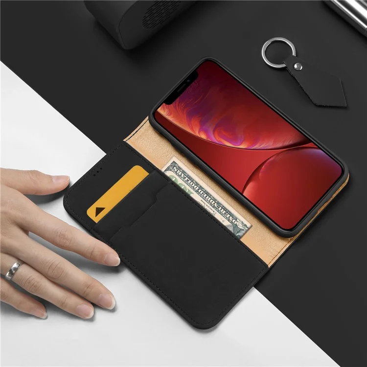 DUX DUCIS Wish Series para iPhone XR 6.1 polegadas Caso de Carteira de Couro Genuíno (Certificado CNAS/CMA) - Preto