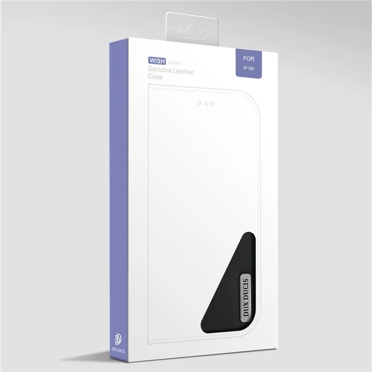 DUX DUCIS Wish Series para iPhone XR 6.1 polegadas Caso de Carteira de Couro Genuíno (Certificado CNAS/CMA) - Preto