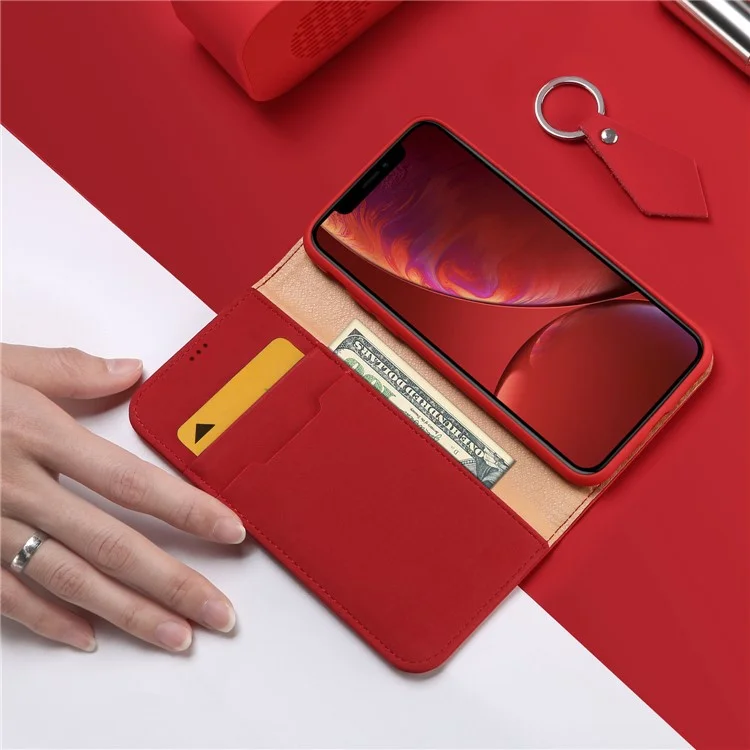 Dux Ducis Wish Series Per Iphone XR 6,1 Pollici Coperchio Telefonico a Portafoglio in Pelle Genuina (certificato Cna/cma) - Rosso