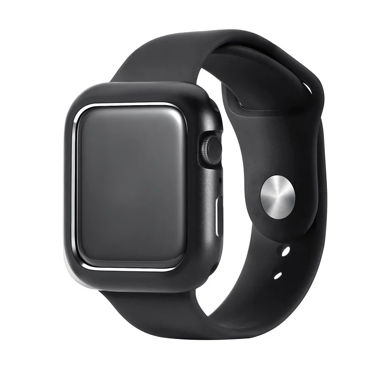 Magnetic Adsorption Metal Frame Bumper Shell for Apple Watch Series 4 / 5 / 6 44mm / SE 44mm / SE (2022) 44mm - Black