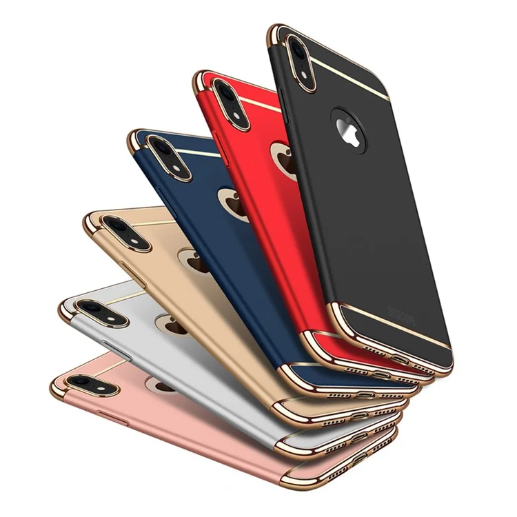 MOFI Guard Series Desmontable 3 en 1 Carcasa de PC Chapada para iPhone XR 6.1 pulgadas - Negro