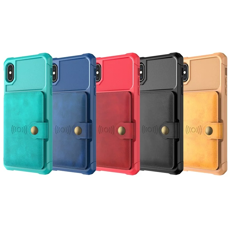 Funda de billetera con revestimiento de cuero y soporte de pie incorporado con hoja magnética incorporada para iPhone XS Max de 6.5 pulgadas - Negro