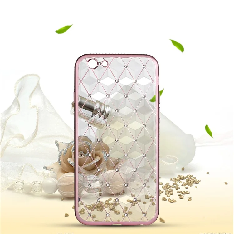 SHENGO Rhombus Rhinestone TPU Phone Case for iPhone 6 6s - Pink