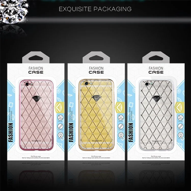 SHENGO Rhombus Rhinestone TPU Phone Case for iPhone 6 6s - Pink