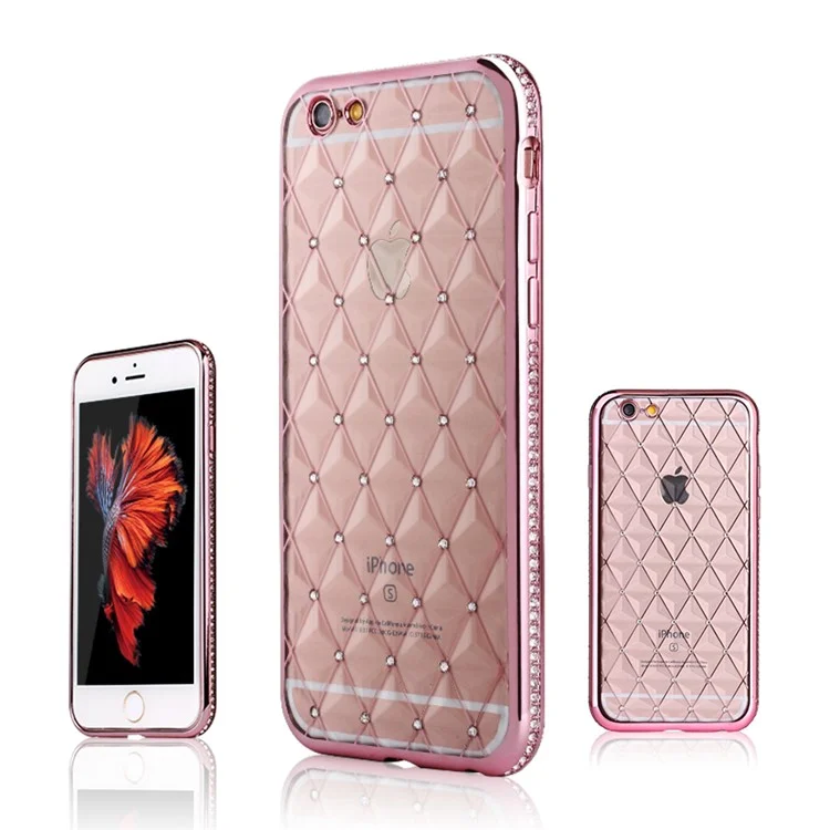 SHENGO Rhombus Rhinestone TPU Phone Case for iPhone 6s Plus/6 Plus - Pink