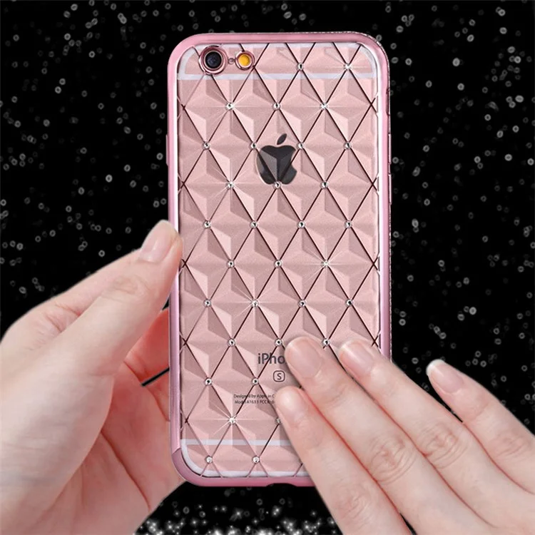 SHENGO Rhombus Rhinestone TPU Phone Case for iPhone 6s Plus/6 Plus - Pink