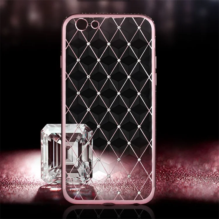 SHENGO Rhombus Rhinestone TPU Phone Case for iPhone 6s Plus/6 Plus - Pink