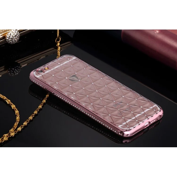 SHENGO Rhombus Rhinestone TPU Phone Case for iPhone 6s Plus/6 Plus - Pink