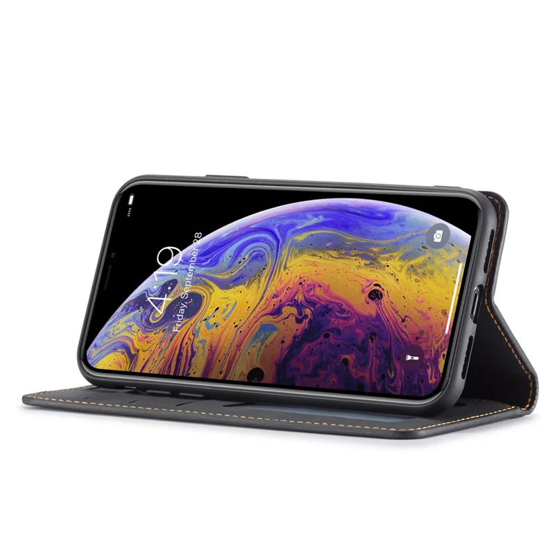 FORWENW Fantasy Series Silky Touch Leather Wallet Cover for iPhone XS Max 6.5 inch - Black