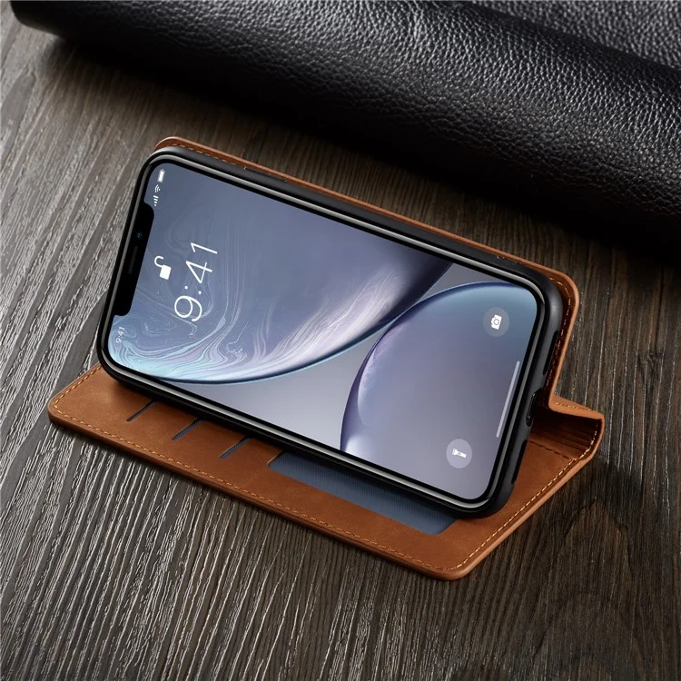FORWENW Fantasy Series Silky Touch Leather Wallet Case for iPhone XR 6.1 inch - Brown