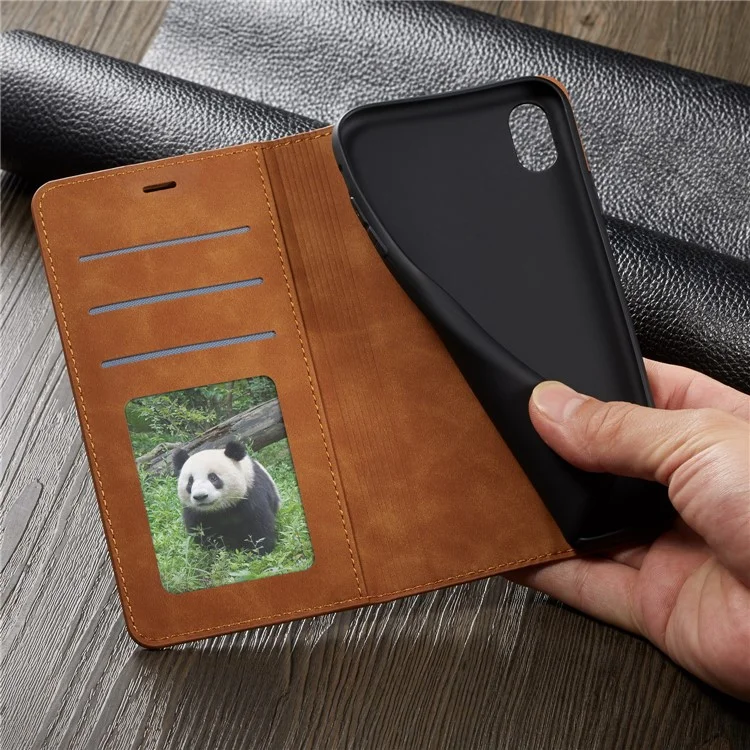 FORWENW Fantasy Series Silky Touch Leather Wallet Case for iPhone XR 6.1 inch - Brown