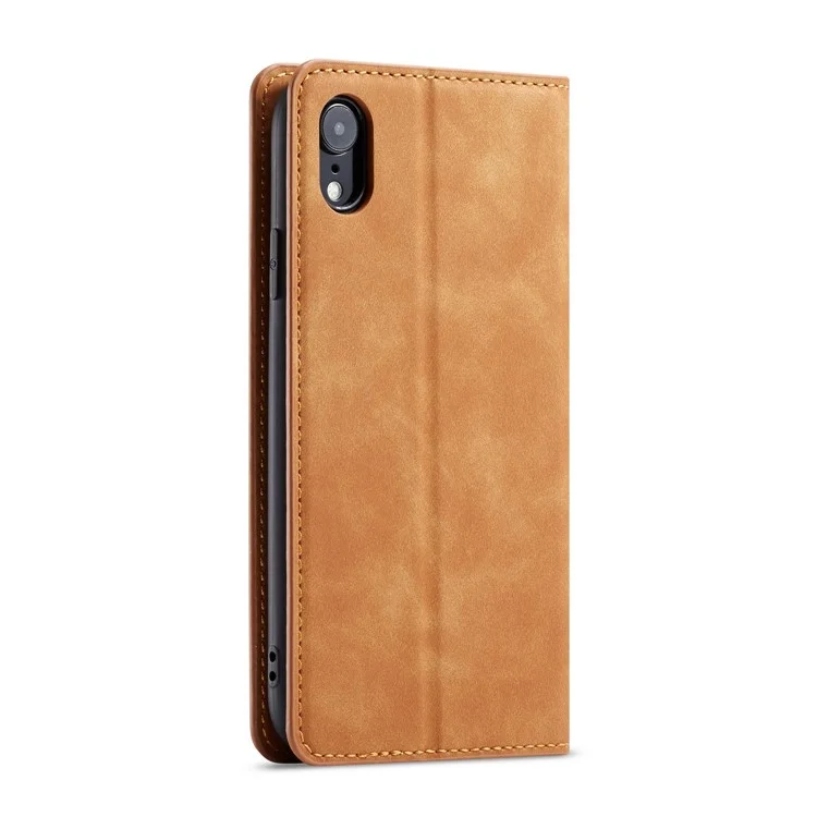 FORWENW Fantasy Series Silky Touch Leather Wallet Case for iPhone XR 6.1 inch - Brown